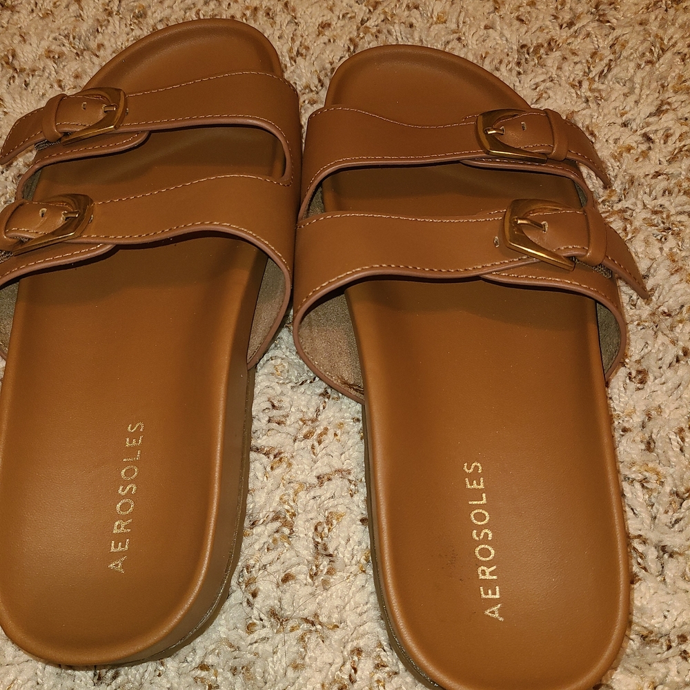 AEROSOLES Slides Double Buckle  Women's Sz 8 New
